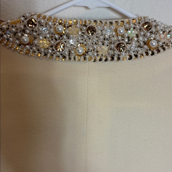 Vtg Nolan Miller skirt suit Rhinestones &Pearls. Jacket armpit to 20” skirt 14 - Picture 9 of 13
